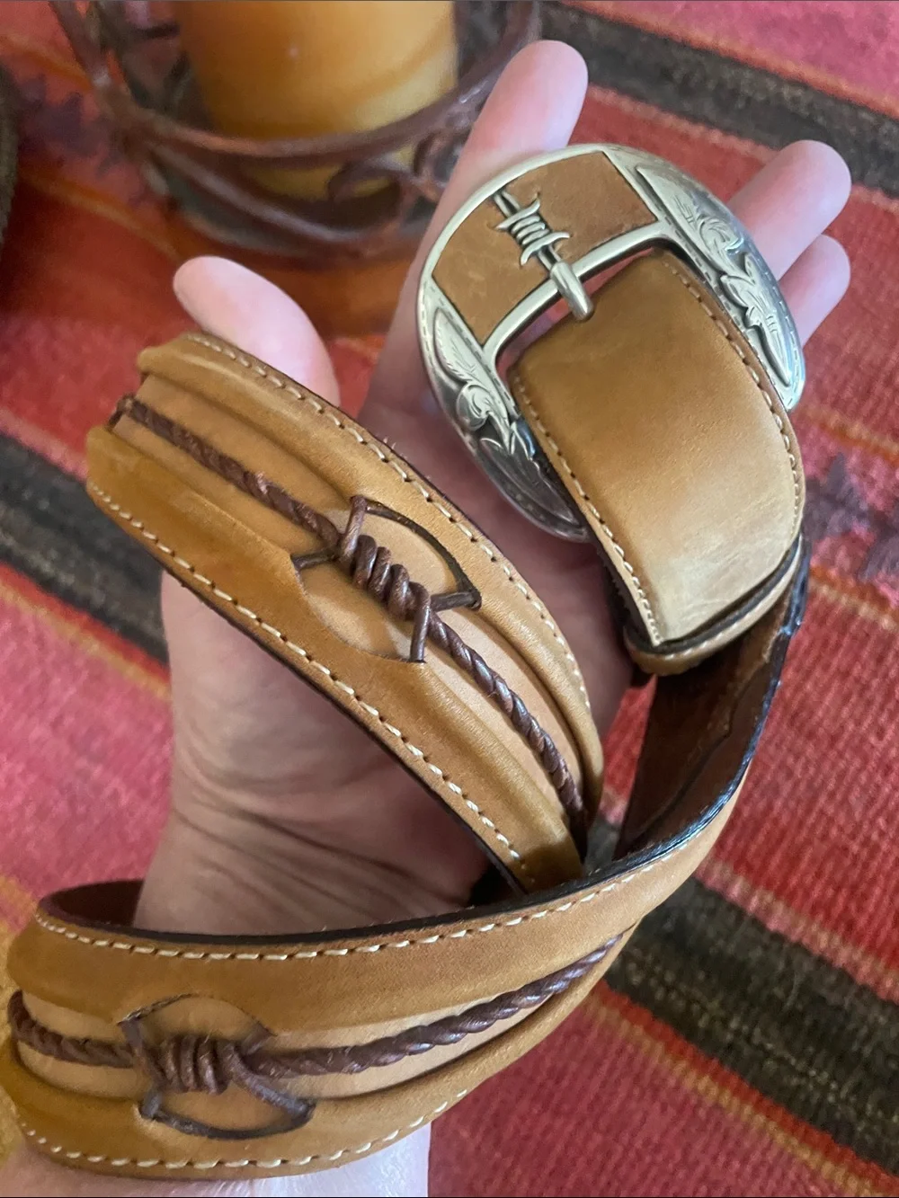Justin Barbed Wire Men's Belt - Tan